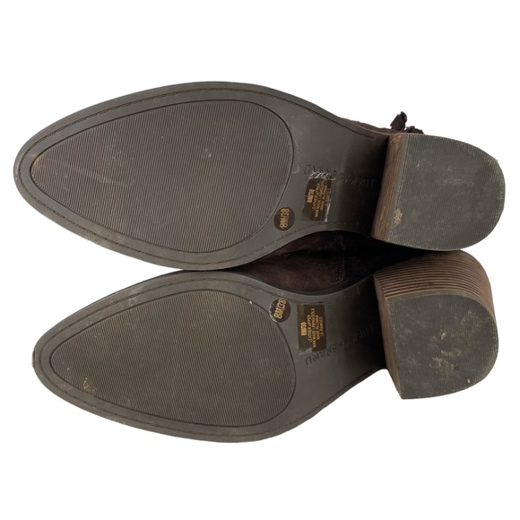 Lucky Brand Western Booties Perforated Boho Brown Suede Leather Ankle Boot - Picture 11 of 12